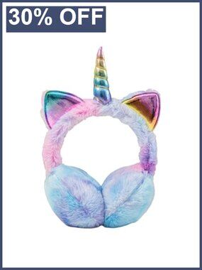 Fluffy Faux Fur Unicorn Earmuffs Adjustable Winter Ear Warmers for Kids